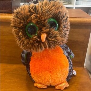 Plush Owl Toy with Orange and Brown Fur Ty brand